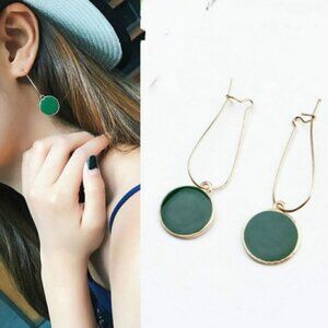 Boho elegant green circle earrings jewelry